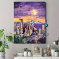 thumbnail image 4 of Seattle Skyline Night Canvas Painting/Wall Art， Perfect for Living Room， Bedroom， Office， Kitchen， and Hotel Decoration., 4 of 8