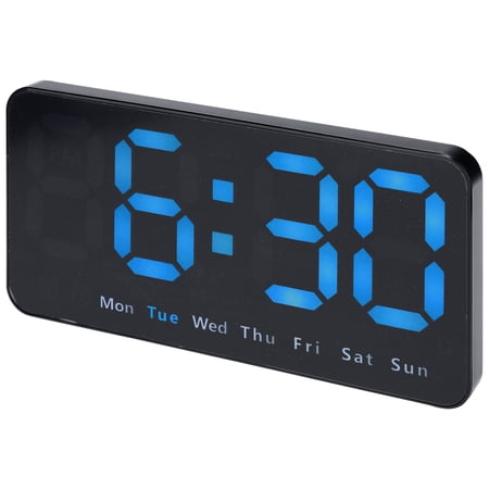 DESIGNICE Digital Dual Alarm Clock, Big Numbers Display Dimmable Wall Clocks, Temperature, Day of Week, Dst Desk Alarms Blue 8.3L X 1.2W X 4.3H