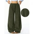 thumbnail image 5 of Women'S Wide Leg Pants Corduroy High Waist Palazzo Pants Comfy Baggy Trousers Army Green L, 5 of 8