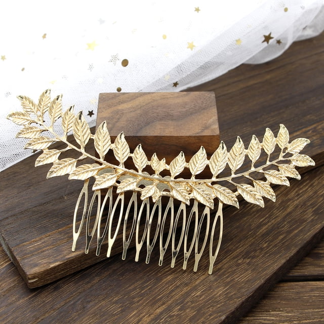 Nvzi Horquillas para el pelo de boda con flores para novias, peinetas con perlas de cristal, pinzas para el pelo, tocado, accesorios para el pelo de boda dorados, joyas - doradas