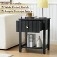 thumbnail image 6 of Wirrytor Wide Fluted Nightstand with Drawer and Open Shelf, Retro Narrow Side Table for Small Spaces, Slim End Table with Solid Wood Legs for Bedroom and Living Room, 6 of 10