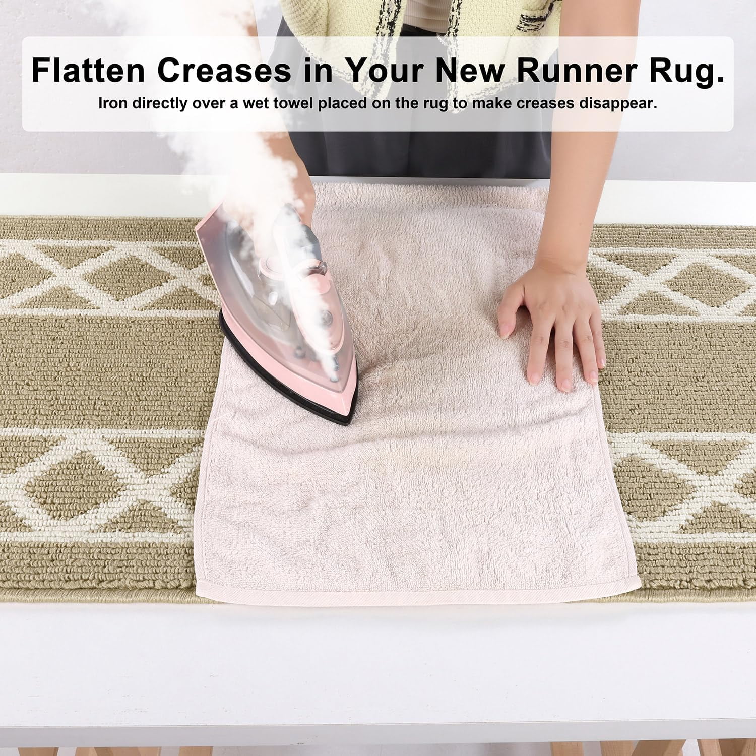 Yamaziot 2'x8' Runner Rug, Washable Kitchen Floor Runners Rugs for Hallway, Non Slip Entryway Mat Low Profile Inside Front Doormat, Laundry Room Rug, Beige