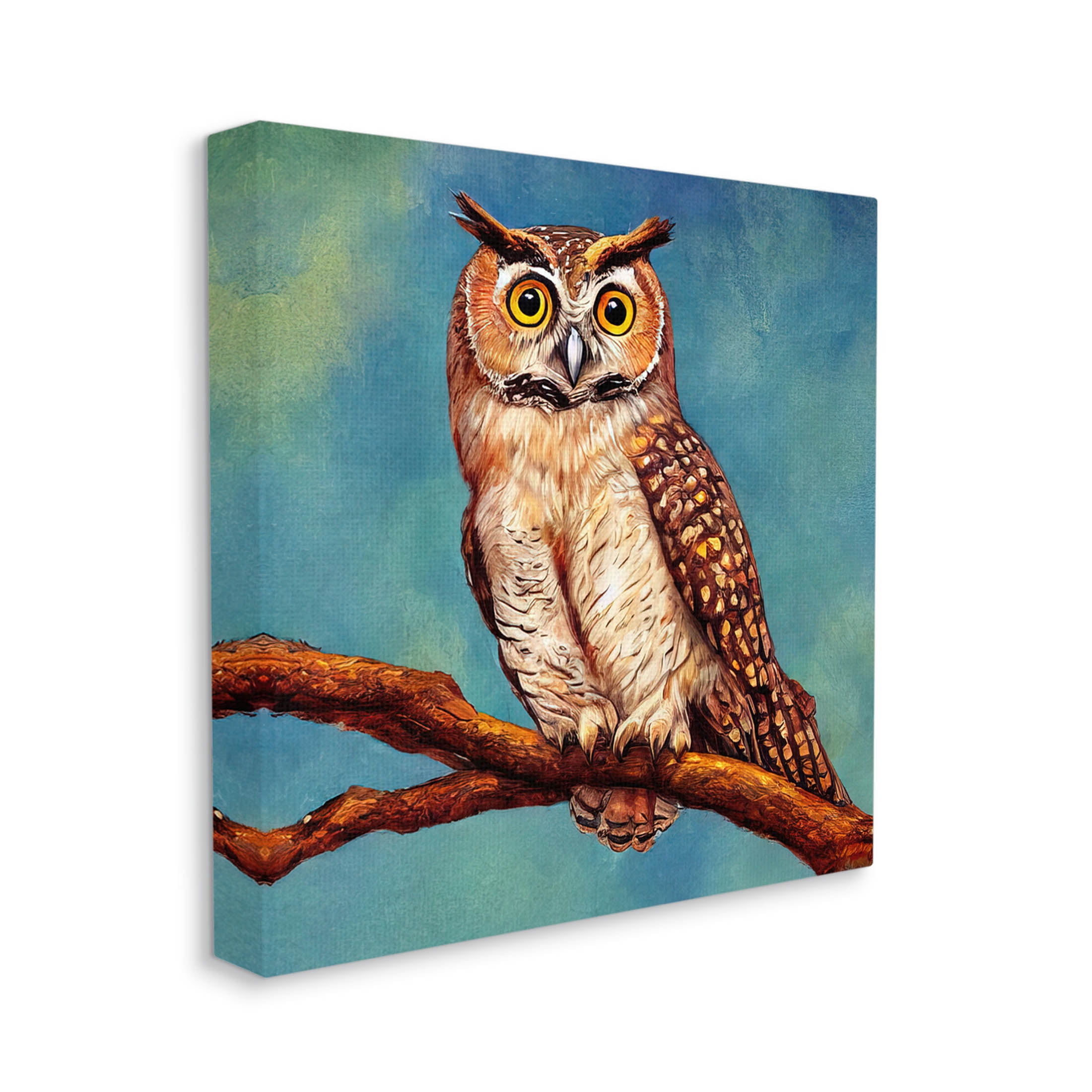 Detailed Owl Painting Nature Animals & Insects Painting Gallery Wrapped Canvas Print Wall Art