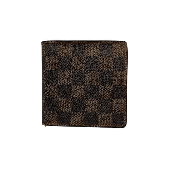 Pre-Owned LOUIS VUITTON Damier Ebene Portefeuille Marco Bi-fold Wallet N61675 D4 (Fair)