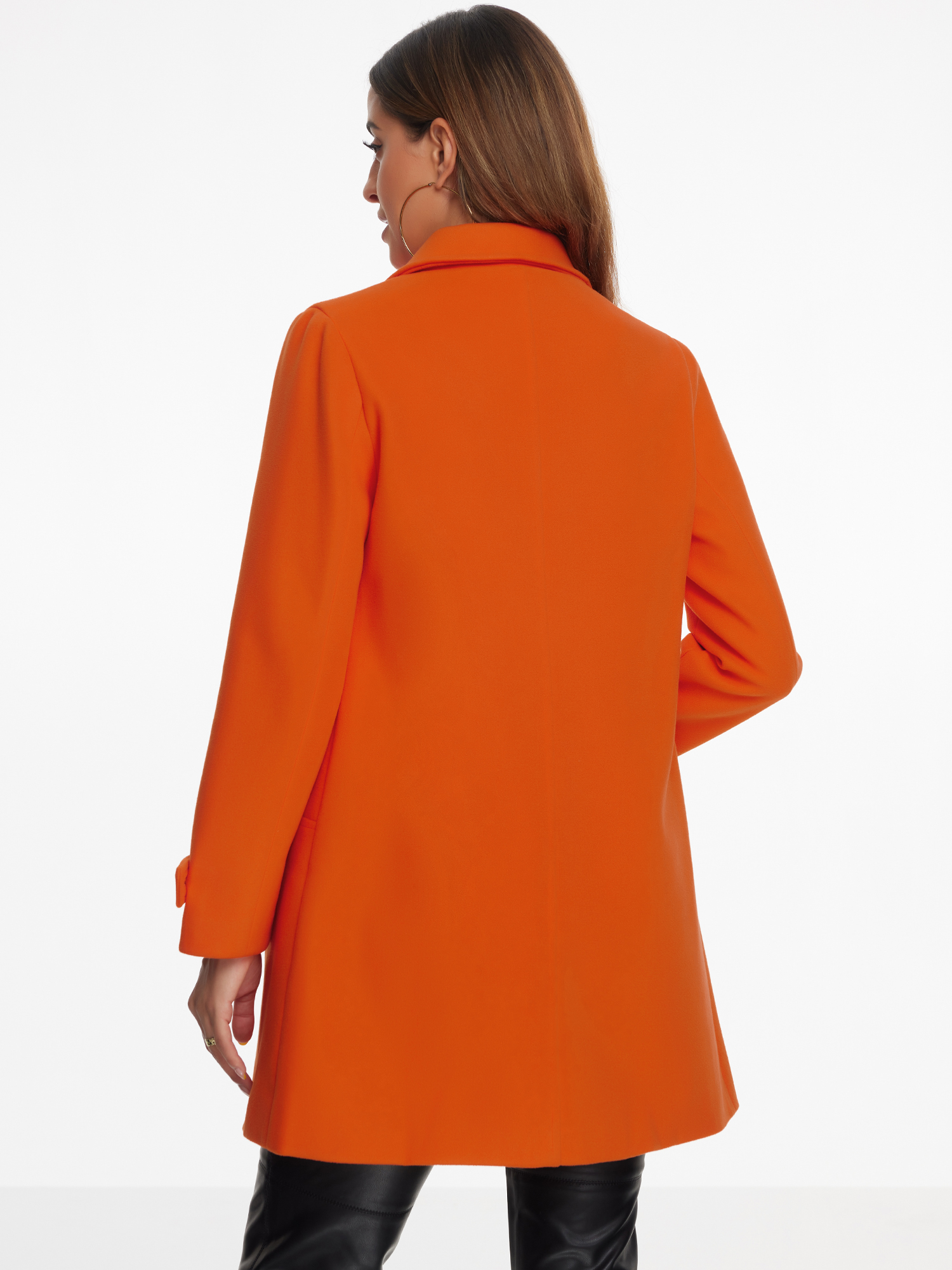 DARING DIVA Women's Peter Pan Collar Winter Outwear Trench Pea Coats Orange XL