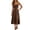 Brown, variant on Qulqfy Boho Summer Dresses for Women Sleeveless Corset Wedding Guest Maxi Solid Black Wrap Square Neck Tie-up Bow Side Slit Beach Long Dresses 2XL