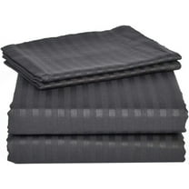 Alive Pixels Fitted Sheet Dark Grey Stripe 100% Cotton 1Pc 18" inch Pocket 800TC (King, Dark Grey)