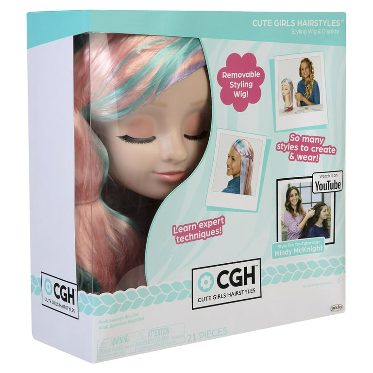 CGH Cute Girls Hairstyles Wig with Styling Head Straight Multi Color Hair