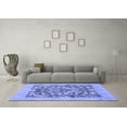 thumbnail image 3 of Ahgly Company Machine Washable Indoor Square Abstract Blue Modern Area Rugs, 4' Square, 3 of 4