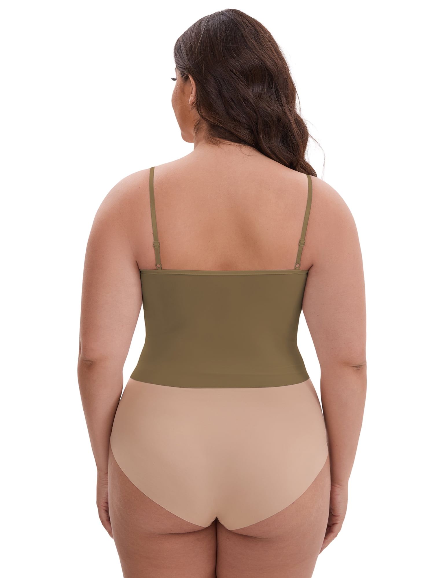 DARING DIVA Women's Plus Spaghetti Straps Wireless Padded Camisole XL Brown