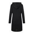 thumbnail image 4 of DYMADE Womens Summer Jacquard Long Sleeve Hooded Draw String A-Line Dresses, 4 of 4