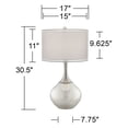 thumbnail image 6 of Possini Euro Design Modern Table Lamps 30.5" Tall Set of 2 Mercury Glass Chrome Twin Sheer Drum Shade for Living Room Family Bedroom Bedside, 6 of 8
