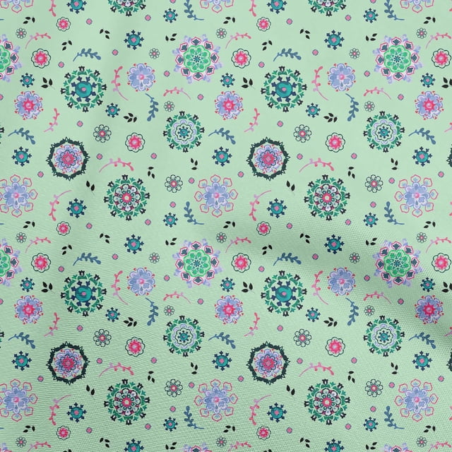 oneOone Velvet Light Mint Green Fabric Asian Suzani Craft Projects Decor Fabric Printed By The Yard 58 Inch Wide