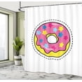 thumbnail image 4 of Ambesonne Donut Shower Curtain, Dessert Drawing Inside Dashes, 69"Wx84"L, Pink Yellow and Sea Blue, 4 of 4