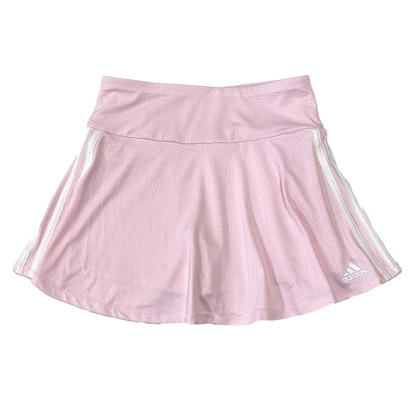 Adidas Girls Pink Three Stripe Flounce Skort Scooter Athletic Skirt L (14)
