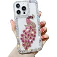 thumbnail image 6 of for iPhone Case,Luxury Crystal Glitter Peacock Bling Sparkly Diamond Pattern Bumper Camera Lens Protection Soft Shockproof Phone Case (Pink,iPhone 11 Pro Max), 6 of 6