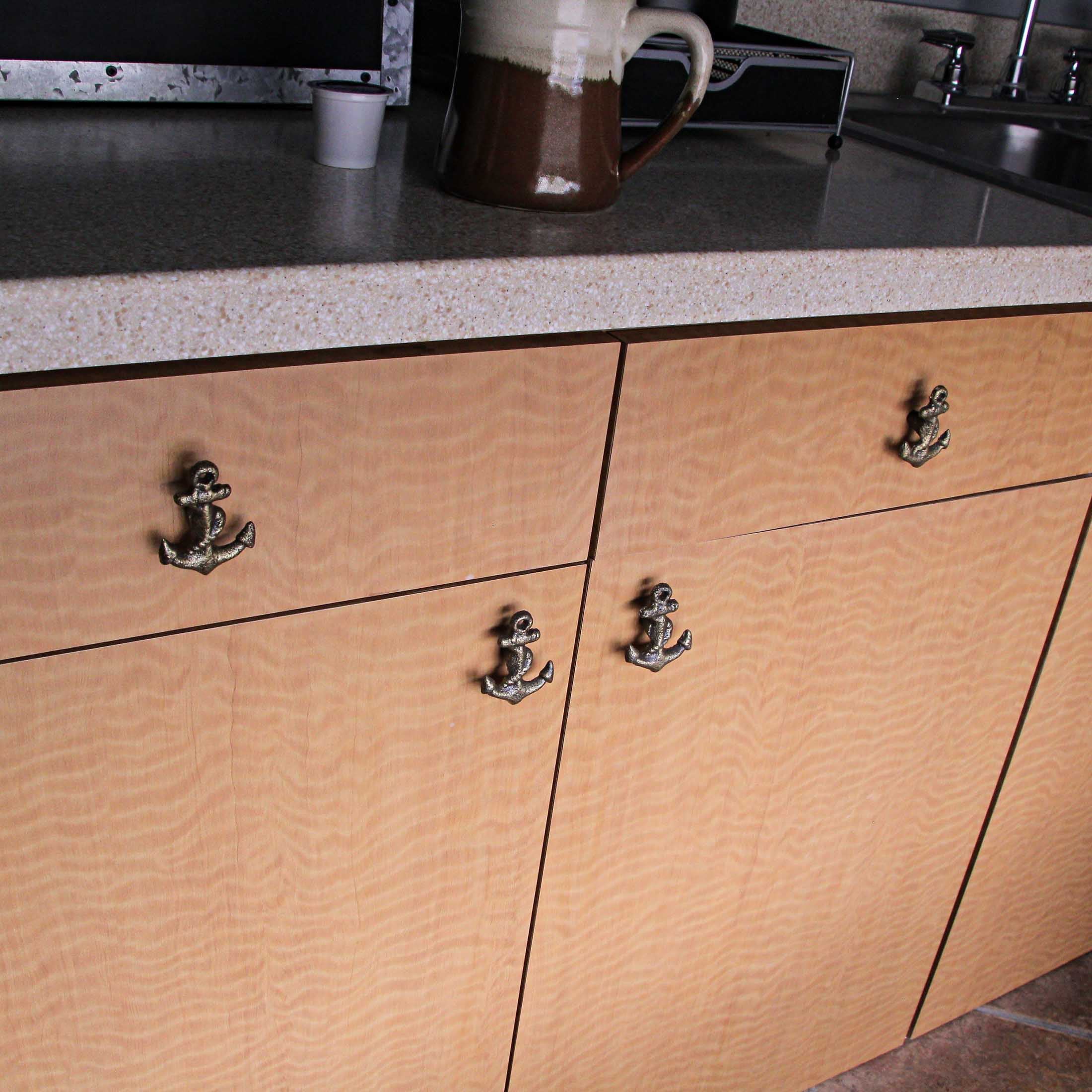 Zeckos Bronze Cast Iron Ship Anchor Drawer Pull Cabinet Knob Set of 6