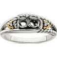 thumbnail image 5 of 14K/Silver Two-Tone Sterling Silver & 14K Two-Stone And Diamond Mother's Ring Semi-Mount (Size 7) Made In Thailand qmr25/2-7, 5 of 5