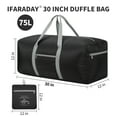thumbnail image 2 of Foldable Duffle Bag for Travel - 30 inch / 75L Large Spare Travel Duffel Bag Lightweight with Trolley Sleeve - Black, 2 of 7