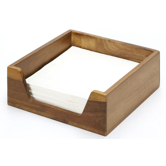 Farmhouse Napkin Holder for Table, Wooden Napkin Dispenser with Large Opening, Holds Standard Lunch & Cocktail Napkins, Kitchen Countertop Decor, Brown