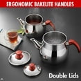 thumbnail image 6 of Hakan Stainless Steel 2.8 L Midi Double Bondy Turkish Tea Pot Set with Self Strainer Double Lids, 93 Oz, 6 of 12