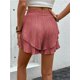 thumbnail image 2 of Pantalones cortos fluidos for mujer, falda pantalón estilo bohemio con volantes y mariposas, cintura alta, tela texturizada, doble capa, Color sólido, informal, 2 of 7
