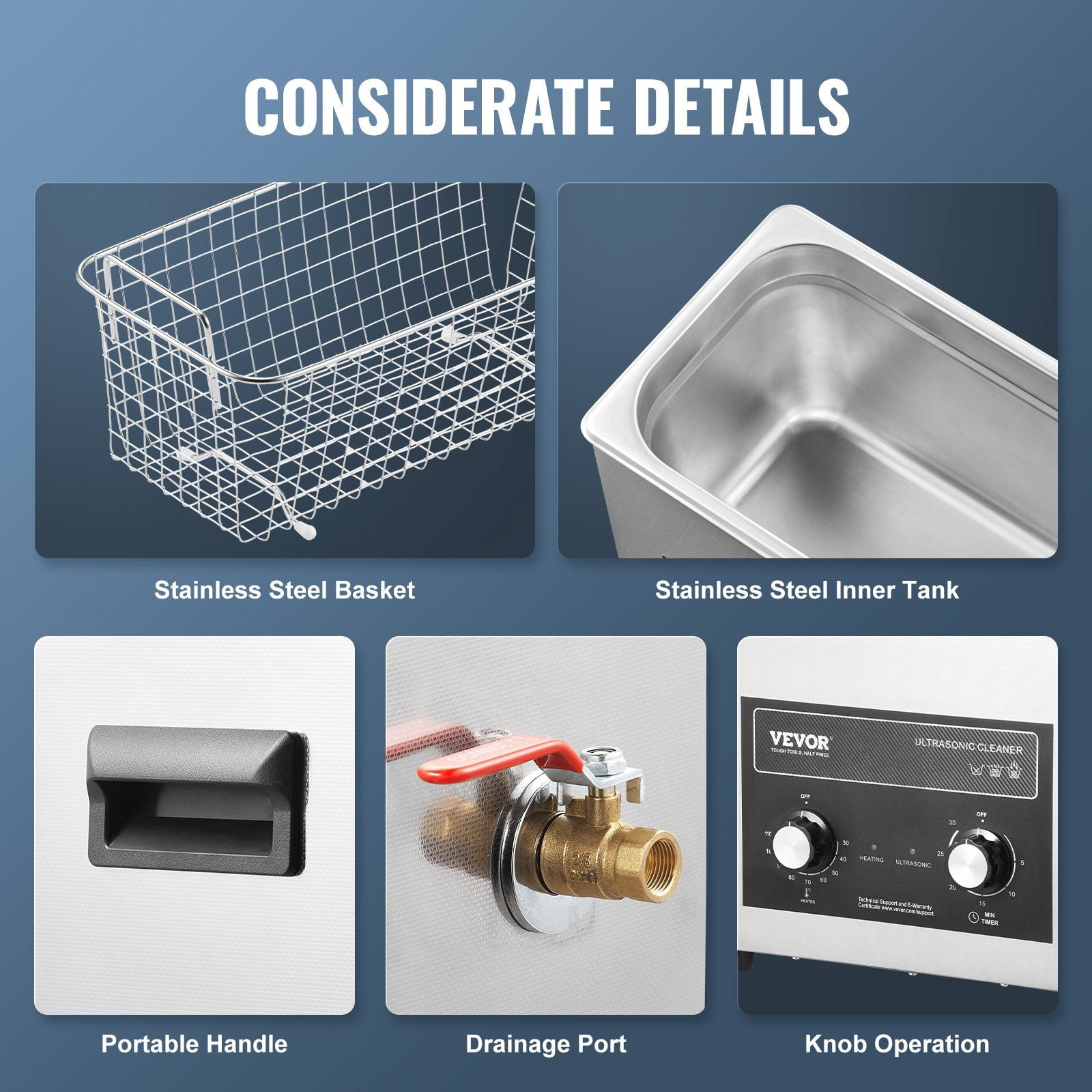 6L Ultrasonic Cleaner with Heater Timer Basket Professional Digital Sonic Cavitation Machine 180W Cleaning Machine for Watch Instruments Glasses Coin Metal Parts Tool