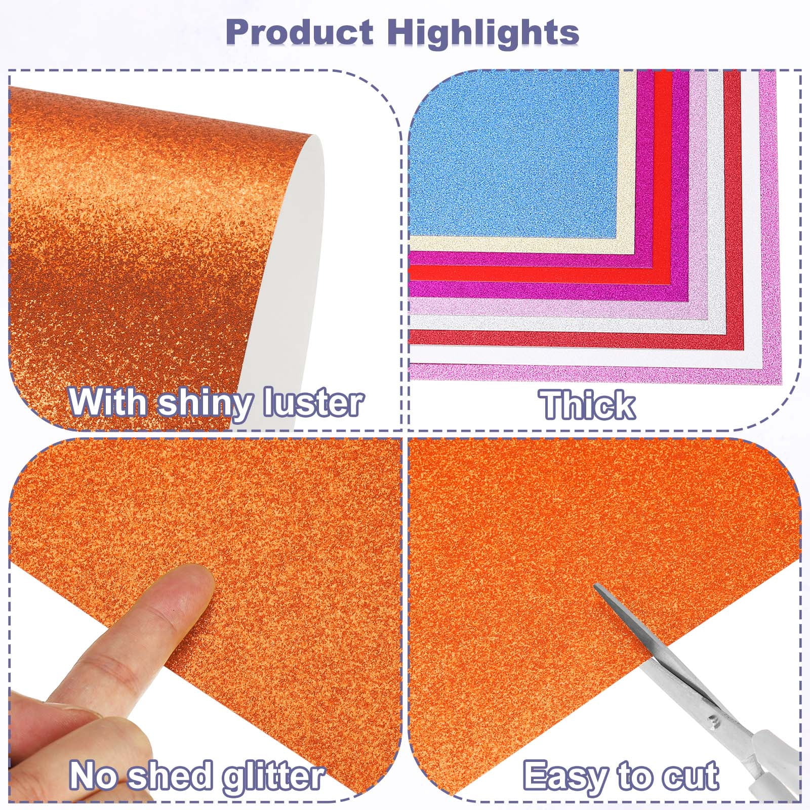 20Sheets Orange Glitter Cardstock, 12x12In Glitter Paper Card Stock Shiny Scrapbook 250gsm Sparkly Paper Large Shimmer for Crafts Scrapbook DIY Art Wedding Party