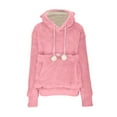 thumbnail image 4 of Womens Fleece Pet Cat Pouch Hoodies Carrier Holder Hooded Sweatshirt Warm Fuzzy Sherpa Pullover Comfy Long Sleeve Hoodie Tops with Big Pockets, 4 of 7