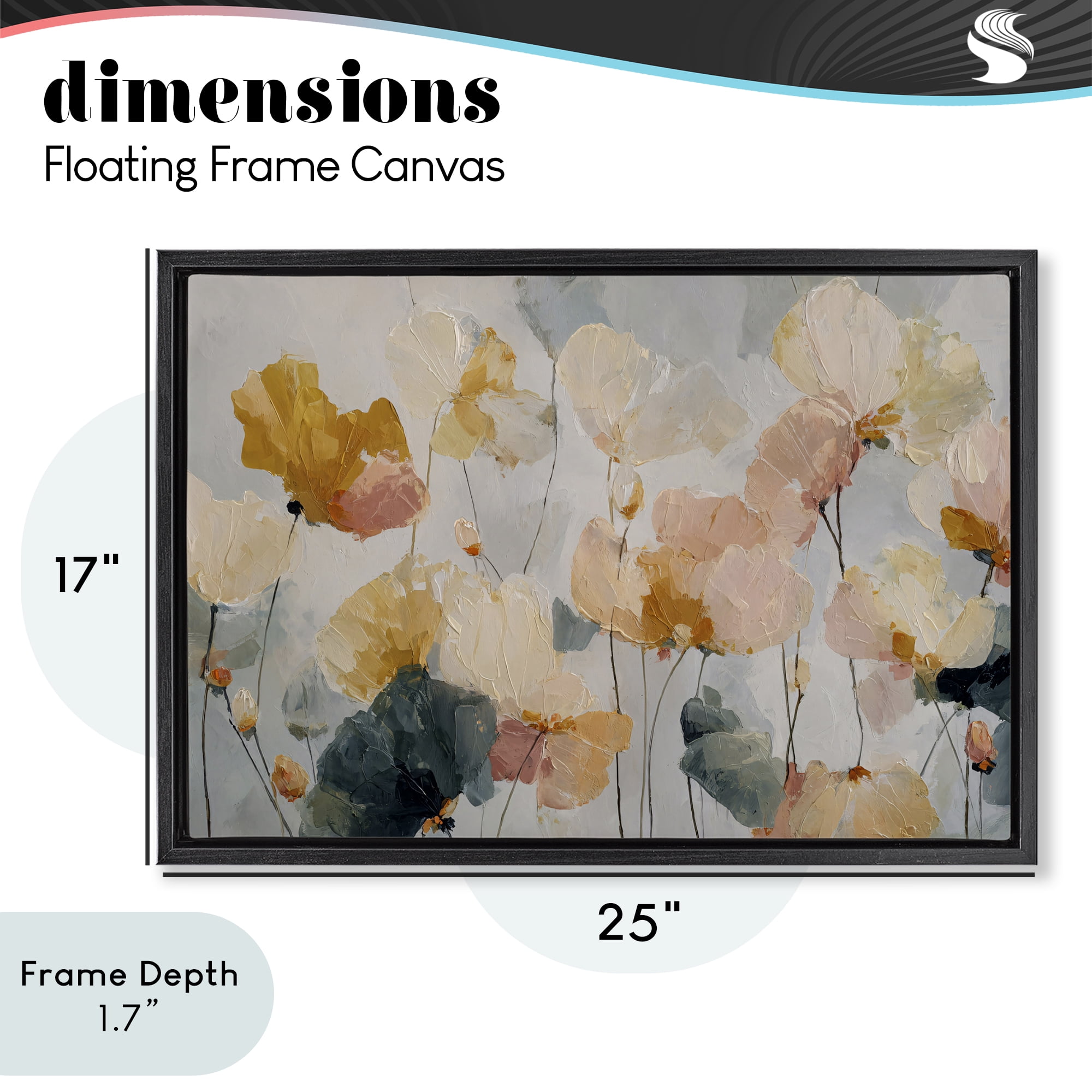 Stupell Industries Abstract Brushed Petals Black Framed Floater Canvas Wall Art, design by Jacky Ngan