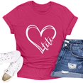 thumbnail image 2 of Hyknon Hauts pour Femmes Été Amoureux T-shirt Imprimé Col Rond Manches Courtes Haut Doux Pull Polyvalent pour Sortir, 2 of 4
