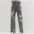 thumbnail image 2 of UYISJ Pants for Women Trendy Vintage Wide Leg Flat Front Lounge Jeans Pants Casual Baggy High Waist Regular Fit Denim Work Pants Gray S, 2 of 7