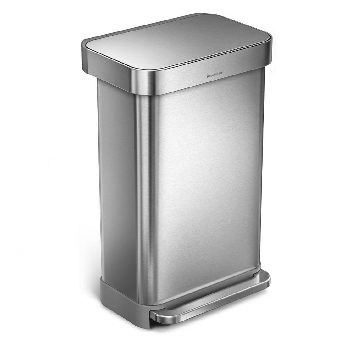 Simplehuman Stainless Steel Rectangular Step Trash Can With Liner