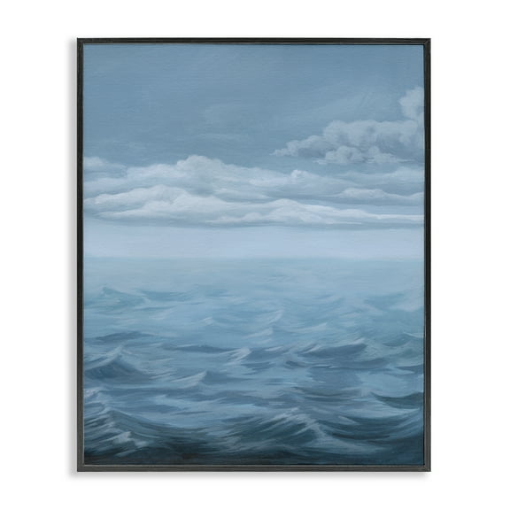 Stupell Industries Clouds over Sea Waves Nautical & Beach Painting Black Framed Art Print Wall Art, 11 x 14