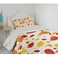 thumbnail image 2 of Ambesonne Colorful Quilted Coverlet 2 Pcs, Seasonal Fall Leaves, Twin Size, Red Orange Yellow, 2 of 5