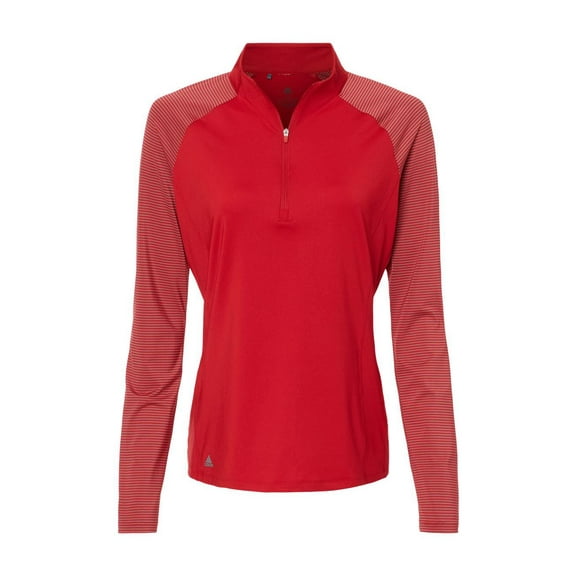 Adidas - Women's Stripe Block Quarter-Zip Pullover - A521 - Team Power Red - Size: XL
