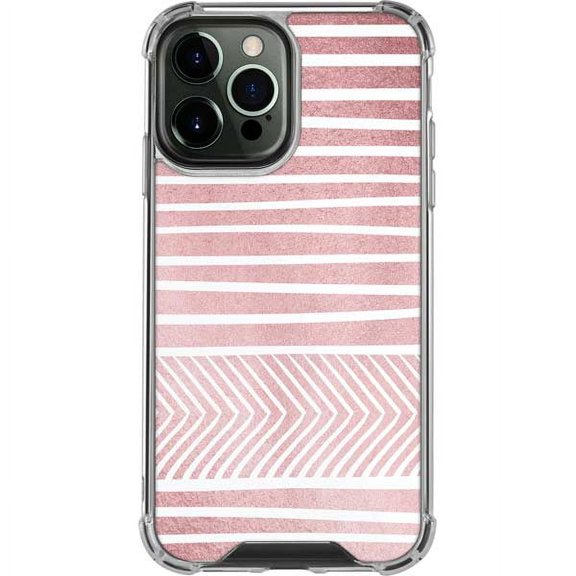 Skinit Stripes Pink and White Stripes iPhone 14 Pro Max Clear Case
