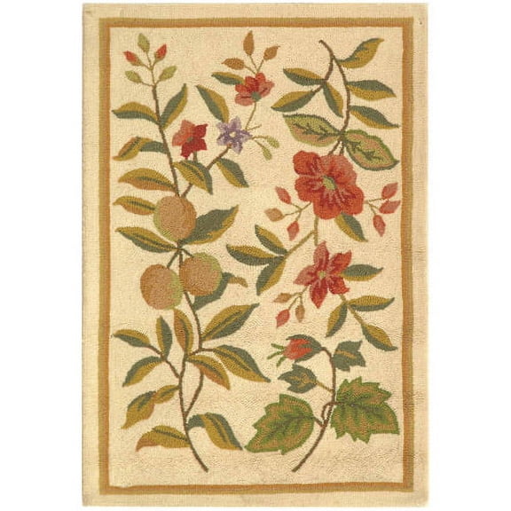 SAFAVIEH Chelsea Dania Floral Wool Area Rug, Ivory, 1'8" x 2'6"