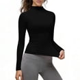 thumbnail image 4 of Trgacdwlo Womens Tops Mock Neck Long Sleeve Slim Fit Turtleneck Basic Layering Tops Soft Lightweight Stretch Womens Tshirts Black S, 4 of 7