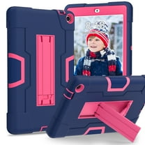 Dteck Rugged Case for for Onn 8 Inch Tablet Gen 3 (2022 Model:100071483), Heavy Duty Hybrid Shockproof Kickstand Cover Case, Navy   Rose