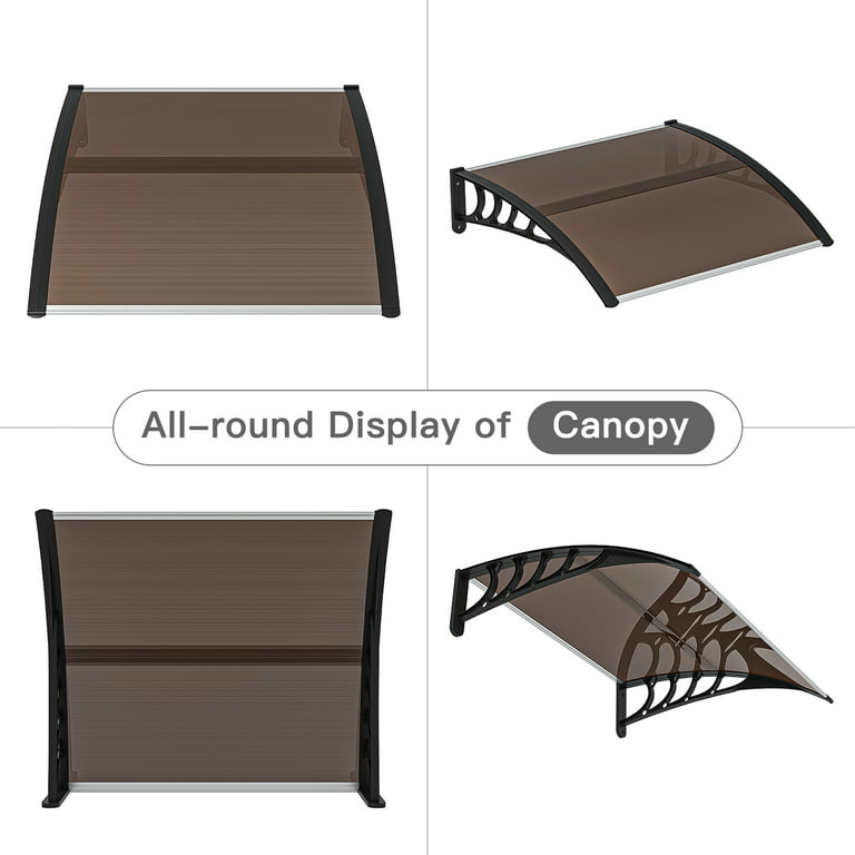 Hommoo 40x 35 Patio Brown Window Awning Front Door Canopy Patio Cover  Yard Garden, Window Awning Patio Canopy Rain Snow Protection Roof Porch,  Brown 