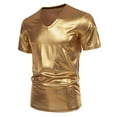 thumbnail image 6 of Plebaso Mens Shiny T Shirts V Neck Short Sleeve Stylish T-Shirts Dance Wear Tee Tops for Nightclub Party, 6 of 7