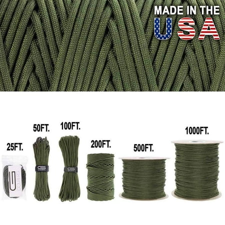 Us Military Specs - GOLBERG 750lb Paracord/Parachute Cord â?? US Military Grade â?? Authentic Mil-Spec Type IV 750 lb Tensile Strength Strong Paracord â?? Mil-C-5040-H â?? 100% Nylon â?? Made in USA Camo Green 100 ft in