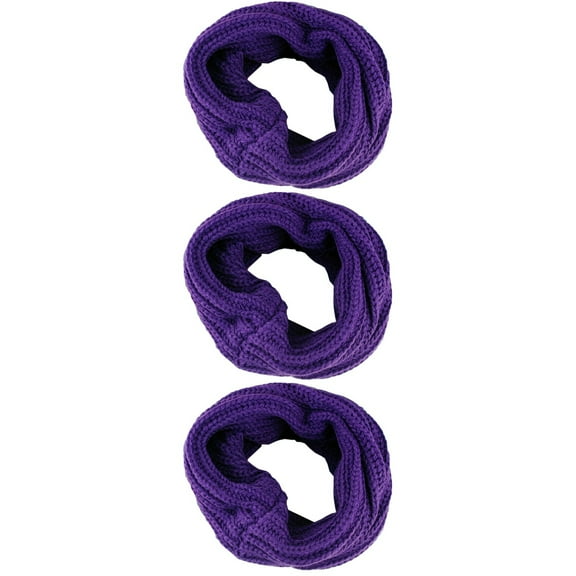 Hemoton 3pcs Women Winter Warm One Circle Knit Wool Blend Cowl Loop Scarf Shawl Thick Neckerchief (Purple)