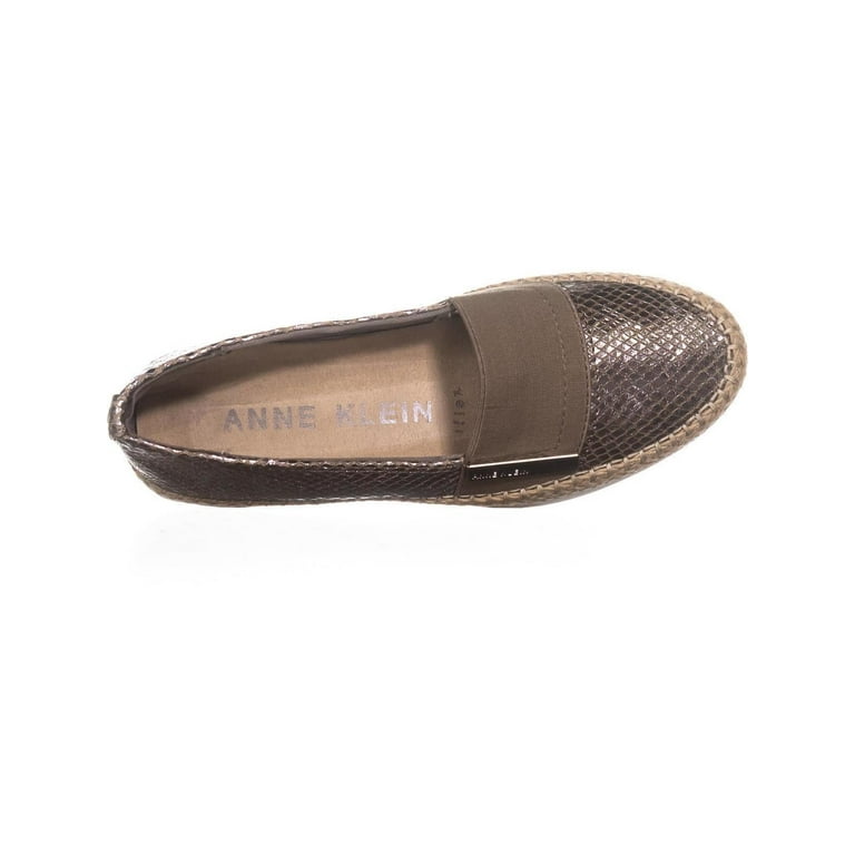 Womens Anne Klein Zilya Elastic Espadrille Flats Metallic Tan