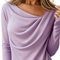 thumbnail image 7 of QATAINLAV Womens Cowl Neck T-Shirt Slim Fit Draped Front Long Sleeve Tops Solid Color Basic Tee Shirts, Purple, XXL, 7 of 7