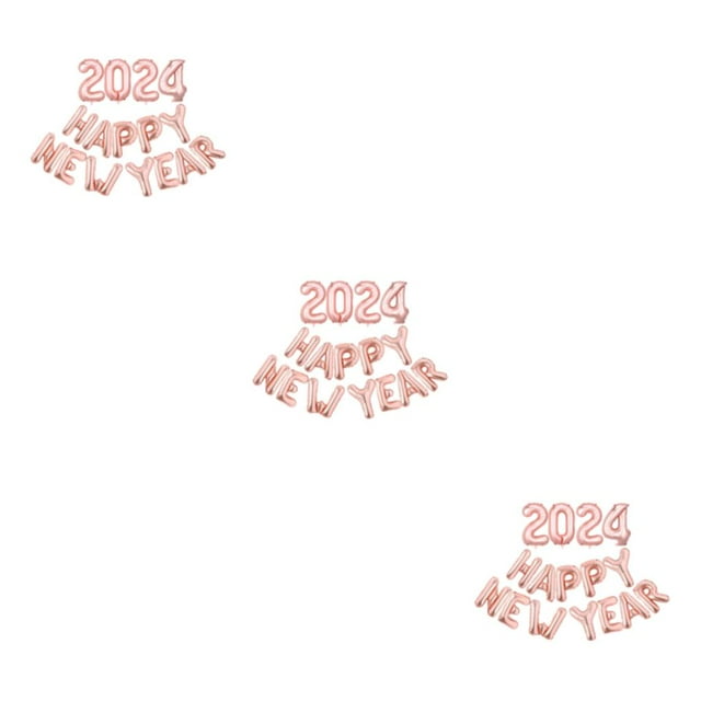 Maytalsory Safe And Easy Inflation Foil Happy New Year Balloon Enjoy Stress-free Party Rose Gold 3Set