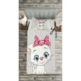 thumbnail image 3 of Ambesonne Kitten Quilted Bedspread Set 2 Pcs, Cartoon Cat Pet, Twin Size, Grey White Pink, 3 of 3
