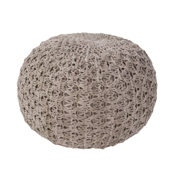 Jaipur Living 20" Fossil Gray Textured Solid Pattern Spherical Cotton Pouf Ottoman