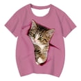 thumbnail image 2 of Girls T Shirts Cute Cat Graphic Print Short Sleeve Tee Soft Casual Girls Clothes Pink 10-11 Years, 2 of 4